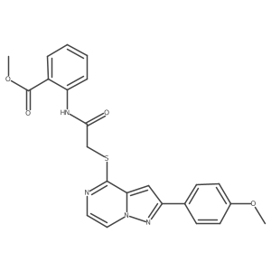 Methyl 2-(2-{[2-(4-methoxyphenyl)pyrazolo[1,5-A]pyrazin-4-YL]sulfanyl}acetamido)benzoate结构式