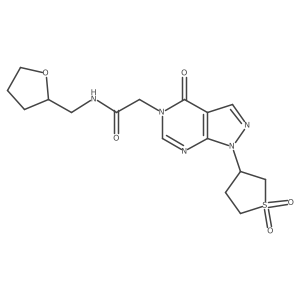 2-(1-(1,1-dioxidotetrahydrothiophen-3-yl)-4-oxo-1H-pyrazolo[3,4-d]pyrimidin-5(4H)-yl)-N-((tetrahydrofuran-2-yl)methyl)acetamide结构式
