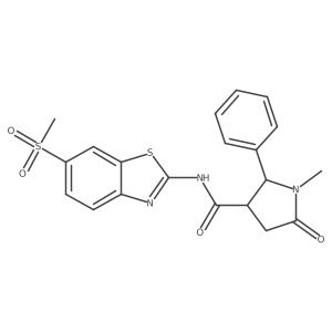 1-methyl-N-[6-(methylsulfonyl)-1,3-benzothiazol-2-yl]-5-oxo-2-phenylpyrrolidine-3-carboxamide结构式