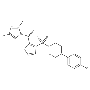 (3-{[4-(4-chlorophenyl)piperazin-1-yl]sulfonyl}thiophen-2-yl)(3,5-dimethyl-1H-pyrazol-1-yl)methanone Structure