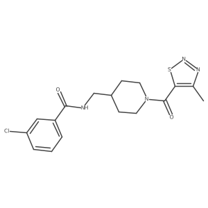 3-chloro-N-((1-(4-methyl-1,2,3-thiadiazole-5-carbonyl)piperidin-4-yl)methyl)benzamide Structure
