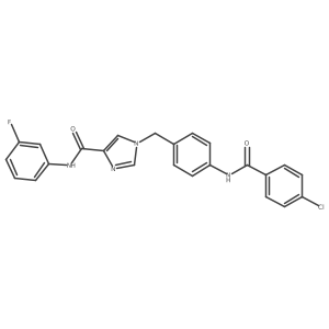 1-(4-(4-chlorobenzamido)benzyl)-N-(3-fluorophenyl)-1H-imidazole-4-carboxamide结构式