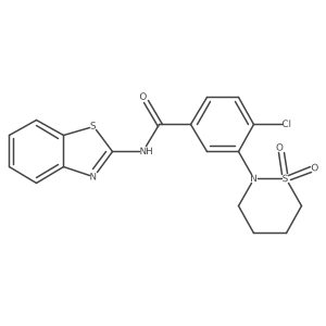N-(1,3-benzothiazol-2-yl)-4-chloro-3-(1,1-dioxido-1,2-thiazinan-2-yl)benzamide结构式