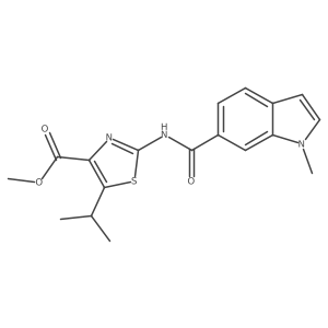 methyl 2-{[(1-methyl-1H-indol-6-yl)carbonyl]amino}-5-(propan-2-yl)-1,3-thiazole-4-carboxylate结构式