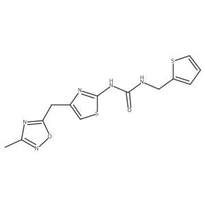 1-(4-((3-Methyl-1,2,4-oxadiazol-5-yl)methyl)thiazol-2-yl)-3-(thiophen-2-ylmethyl)urea结构式