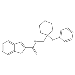 N-((4-(phenylthio)tetrahydro-2H-pyran-4-yl)methyl)benzofuran-2-carboxamide结构式