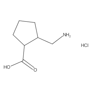 (1R,2S)-2-(aminomethyl)cyclopentane-1-carboxylic acid hydrochloride Structure