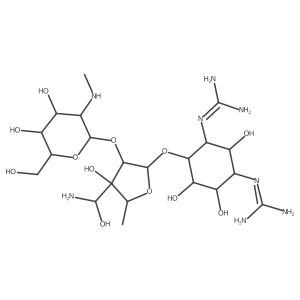 Streptamine, O-2-deoxy-2-(methylamino)-I+/--L-glucopyranosyl-(1a2)-O-3-C-(aminohydroxymethyl)-5-deoxy-I+/--L-lyxofuranosyl-(1a4)-N,Na(2)-diamidino-, D-结构式