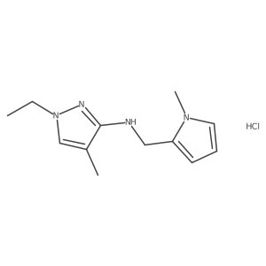 1-ethyl-4-methyl-N-[(1-methylpyrrol-2-yl)methyl]pyrazol-3-amine;hydrochloride结构式