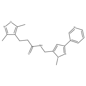 3-(3,5-dimethylisoxazol-4-yl)-N-((1-methyl-3-(pyridin-3-yl)-1H-pyrazol-5-yl)methyl)propanamide Structure