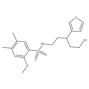 N-(5-hydroxy-3-(thiophen-3-yl)pentyl)-2-methoxy-4,5-dimethylbenzenesulfonamide结构式