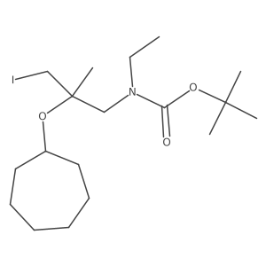 tert-butyl N-[2-(cycloheptyloxy)-3-iodo-2-methylpropyl]-N-ethylcarbamate结构式