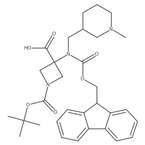 1-[(tert-butoxy)carbonyl]-3-({[(9H-fluoren-9-yl)methoxy]carbonyl}[(1-methylpiperidin-3-yl)methyl]amino)azetidine-3-carboxylic acid Structure