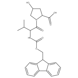 (2R,4R)-1-[(2R)-2-({[(9H-fluoren-9-yl)methoxy]carbonyl}amino)-3-methylbutanoyl]-4-hydroxypyrrolidine-2-carboxylic acid结构式