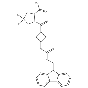 (2S)-4,4-difluoro-1-[(1rs,3rs)-3-({[(9H-fluoren-9-yl)methoxy]carbonyl}amino)cyclobutanecarbonyl]pyrrolidine-2-carboxylic acid结构式
