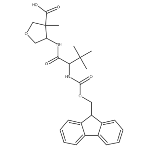 4-[(2R)-2-({[(9H-fluoren-9-yl)methoxy]carbonyl}amino)-3,3-dimethylbutanamido]-3-methyloxolane-3-carboxylic acid结构式