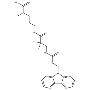 5-[3-({[(9H-fluoren-9-yl)methoxy]carbonyl}amino)-2,2-difluoropropanamido]-2-methylpentanoic acid结构式