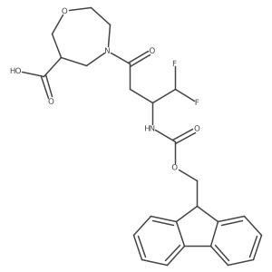 4-[3-({[(9H-fluoren-9-yl)methoxy]carbonyl}amino)-4,4-difluorobutanoyl]-1,4-oxazepane-6-carboxylic acid结构式