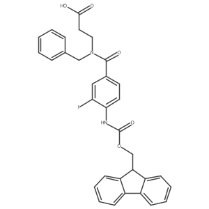 3-{N-benzyl-1-[4-({[(9H-fluoren-9-yl)methoxy]carbonyl}amino)-3-iodophenyl]formamido}propanoic acid结构式