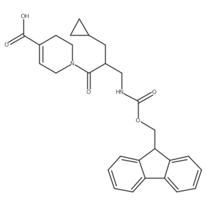 1-[2-(cyclopropylmethyl)-3-({[(9H-fluoren-9-yl)methoxy]carbonyl}amino)propanoyl]-1,2,3,6-tetrahydropyridine-4-carboxylic acid结构式