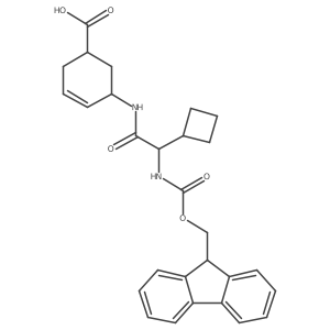 rac-(1R,5S)-5-[2-cyclobutyl-2-({[(9H-fluoren-9-yl)methoxy]carbonyl}amino)acetamido]cyclohex-3-ene-1-carboxylic acid Structure