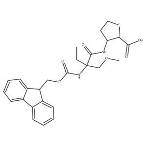 rac-(2R,3S)-3-[2-({[(9H-fluoren-9-yl)methoxy]carbonyl}amino)-2-(methoxymethyl)butanamido]oxolane-2-carboxylic acid结构式