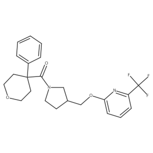 2-{[1-(4-Phenyloxane-4-carbonyl)pyrrolidin-3-yl]methoxy}-6-(trifluoromethyl)pyridine结构式