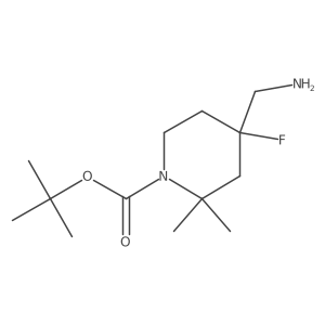Tert-butyl 4-(aminomethyl)-4-fluoro-2,2-dimethyl-piperidine-1-carboxylate Structure