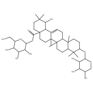 [(2S,3R,4S,5S,6R)-3,4,5-trihydroxy-6-(hydroxymethyl)oxan-2-yl] (1S,4aR,6aR,6aS,6bR,8aR,10S,12aR,14bS)-1-hydroxy-2,2,6a,6b,9,9,12a-heptamethyl-10-[(2S,3R,4S,5S)-3,4,5-trihydroxyoxan-2-yl]oxy-1,3,4,5,6,6a,7,8,8a,10,11,12,13,14b-tetradecahydropicene-4a-carboxylate Structure