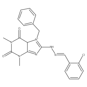 7-benzyl-8-[(2Z)-2-[(2-chlorophenyl)methylidene]hydrazinyl]-1,3-dimethyl-5H-purin-7-ium-2,6-dione Structure