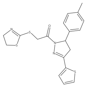 2-((4,5-dihydrothiazol-2-yl)thio)-1-(3-(thiophen-2-yl)-5-(p-tolyl)-4,5-dihydro-1H-pyrazol-1-yl)ethanone Structure