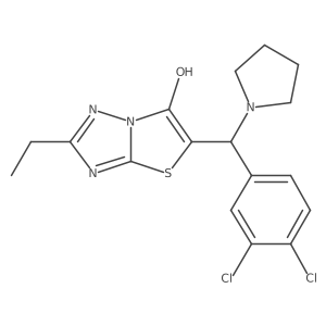 5-((3,4-Dichlorophenyl)(pyrrolidin-1-yl)methyl)-2-ethylthiazolo[3,2-b][1,2,4]triazol-6-ol结构式