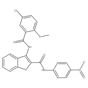 3-(5-chloro-2-methoxybenzamido)-N-(4-nitrophenyl)benzofuran-2-carboxamide Structure