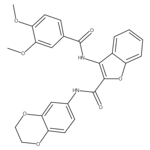 N-(2,3-dihydrobenzo[b][1,4]dioxin-6-yl)-3-(3,4-dimethoxybenzamido)benzofuran-2-carboxamide结构式