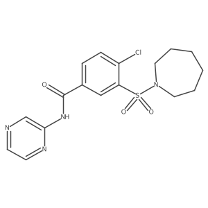 3-(azepan-1-ylsulfonyl)-4-chloro-N-(pyrazin-2-yl)benzamide结构式
