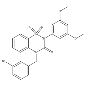 4-(3-bromobenzyl)-2-(3,5-dimethoxyphenyl)-2H-1,2,4-benzothiadiazin-3(4H)-one 1,1-dioxide结构式