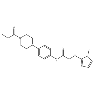 2-[(1-methyl-1H-imidazol-2-yl)sulfanyl]-N-[4-(4-propanoylpiperazin-1-yl)phenyl]acetamide Structure