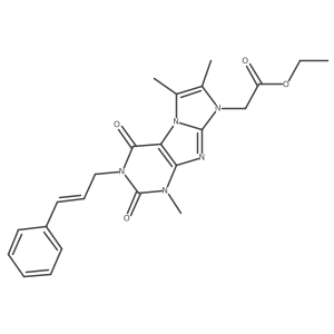 (E)-ethyl 2-(3-cinnamyl-1,6,7-trimethyl-2,4-dioxo-3,4-dihydro-1H-imidazo[2,1-f]purin-8(2H)-yl)acetate结构式