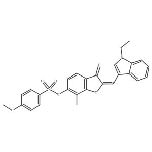 (2E)-2-[(1-ethyl-1H-indol-3-yl)methylidene]-7-methyl-3-oxo-2,3-dihydro-1-benzofuran-6-yl 4-methoxybenzenesulfonate Structure