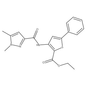 ethyl 3-(1,5-dimethyl-1H-pyrazole-3-amido)-5-phenylthiophene-2-carboxylate Structure