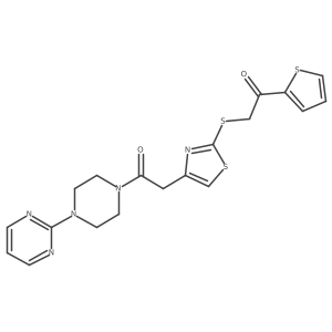 2-((4-(2-Oxo-2-(4-(pyrimidin-2-yl)piperazin-1-yl)ethyl)thiazol-2-yl)thio)-1-(thiophen-2-yl)ethanone Structure