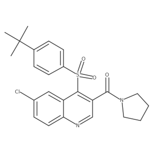 4-[(4-Tert-butylphenyl)sulfonyl]-6-chloro-3-(pyrrolidin-1-ylcarbonyl)quinoline结构式