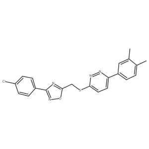 3-({[3-(4-Chlorophenyl)-1,2,4-oxadiazol-5-yl]methyl}sulfanyl)-6-(3,4-dimethylphenyl)pyridazine结构式