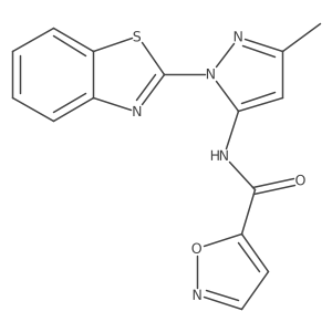 N-(1-(benzo[d]thiazol-2-yl)-3-methyl-1H-pyrazol-5-yl)isoxazole-5-carboxamide结构式