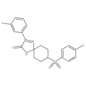 8-((4-Chlorophenyl)sulfonyl)-3-(3-fluorophenyl)-1,4,8-triazaspiro[4.5]dec-3-en-2-one结构式