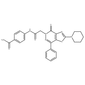 4-(2-(4-oxo-7-phenyl-2-(piperidin-1-yl)thiazolo[4,5-d]pyridazin-5(4H)-yl)acetamido)benzamide结构式