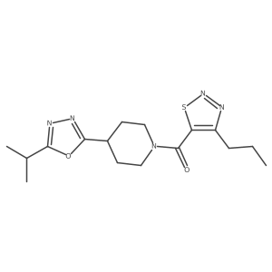 (4-(5-Isopropyl-1,3,4-oxadiazol-2-yl)piperidin-1-yl)(4-propyl-1,2,3-thiadiazol-5-yl)methanone Structure