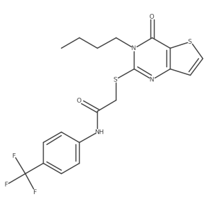 2-({3-butyl-4-oxo-3H,4H-thieno[3,2-d]pyrimidin-2-yl}sulfanyl)-N-[4-(trifluoromethyl)phenyl]acetamide Structure