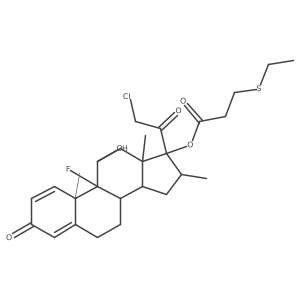 Pregna-1,4-diene-3,20-dione, 21-chloro-17-[3-(ethylthio)-1-oxopropoxy]-9-fluoro-11-hydroxy-16-methyl-, (11I(2),16I+/-)- Structure