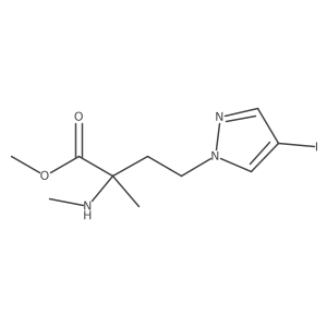 methyl 4-(4-iodo-1H-pyrazol-1-yl)-2-methyl-2-(methylamino)butanoate结构式